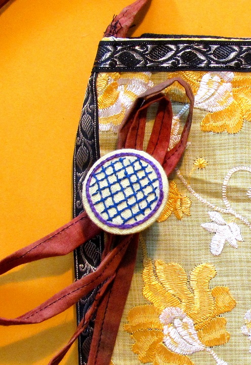 Yellow Laced Sling and Handembroidered Organic Cotton Ring 